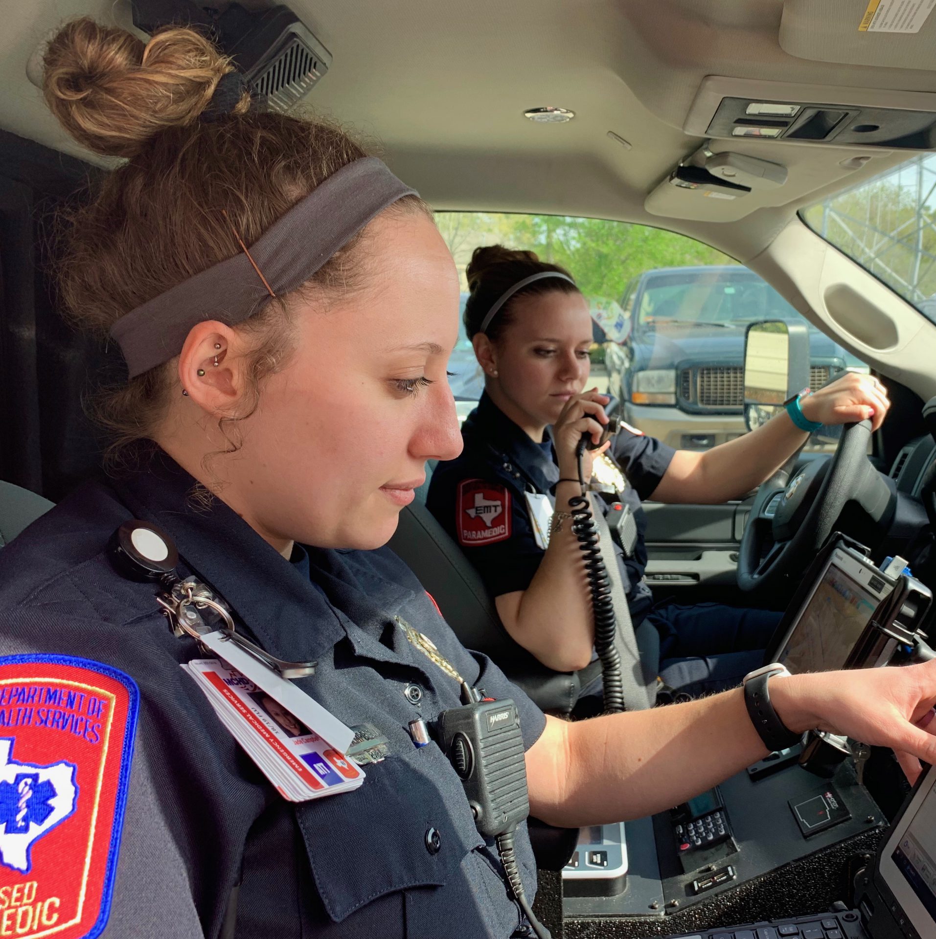 First responders in ambulance