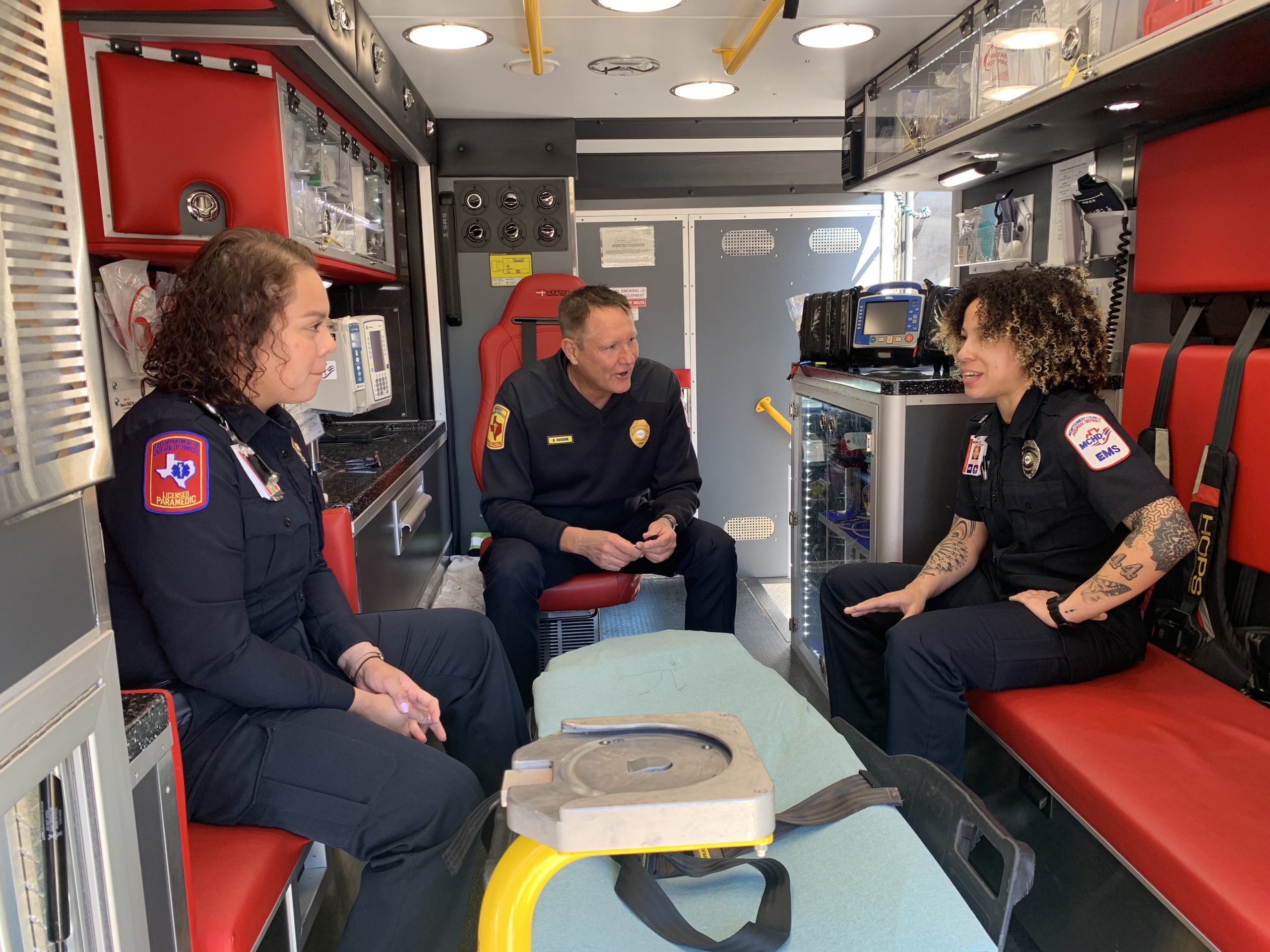 First responders in ambulance